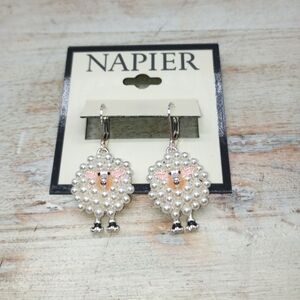 Napier Silvertone Sheep Earrings